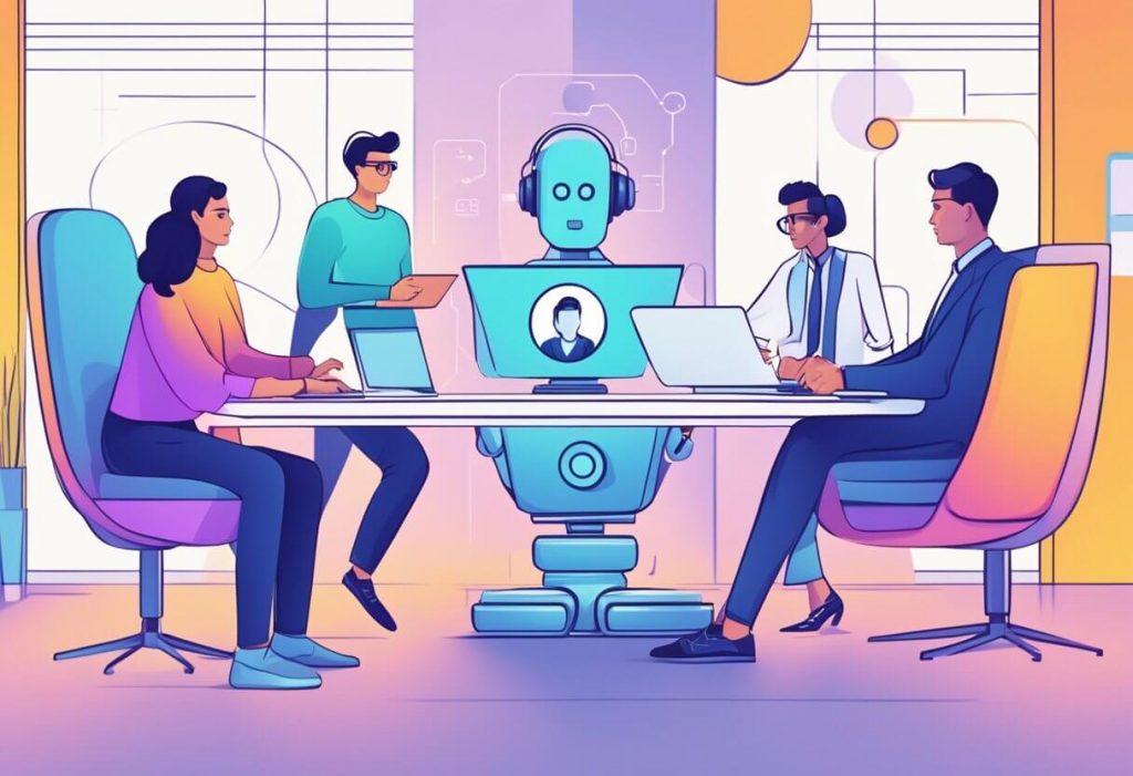 An AI chatbot and live agents working together to assist customers