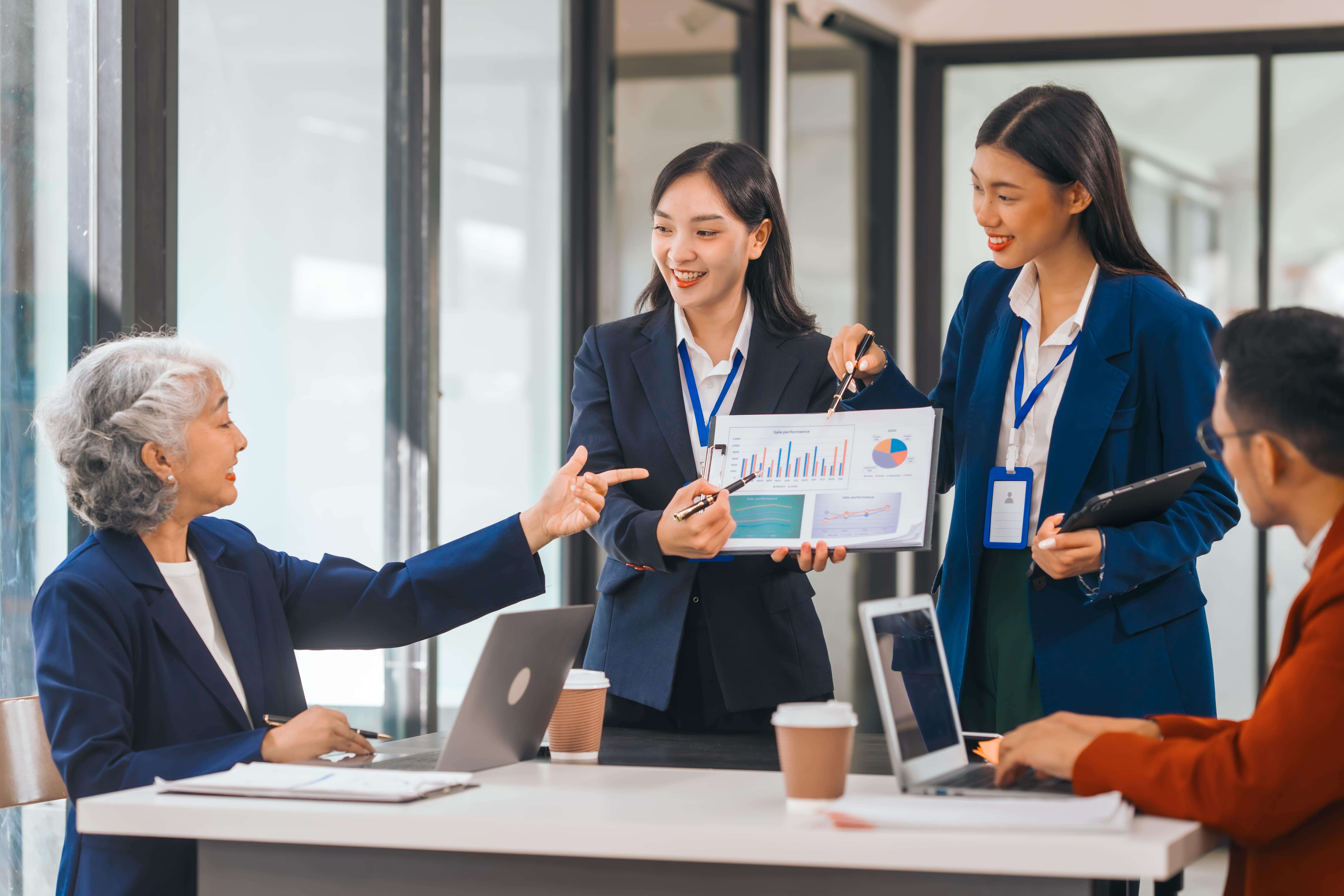 asian people in office group meeting in boardroom