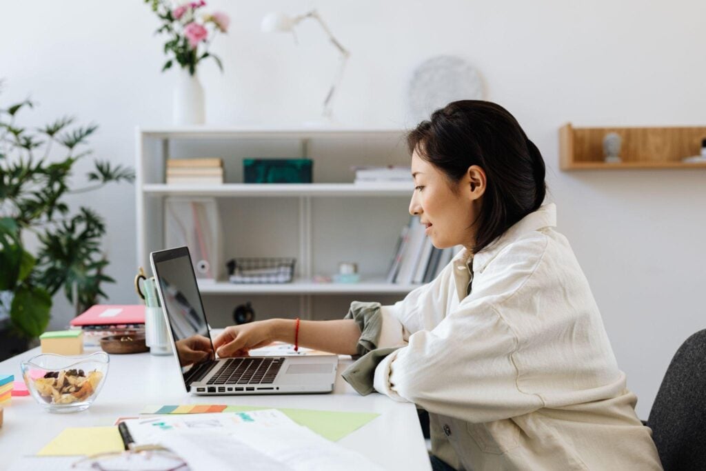 Creative professional working laptop desk
