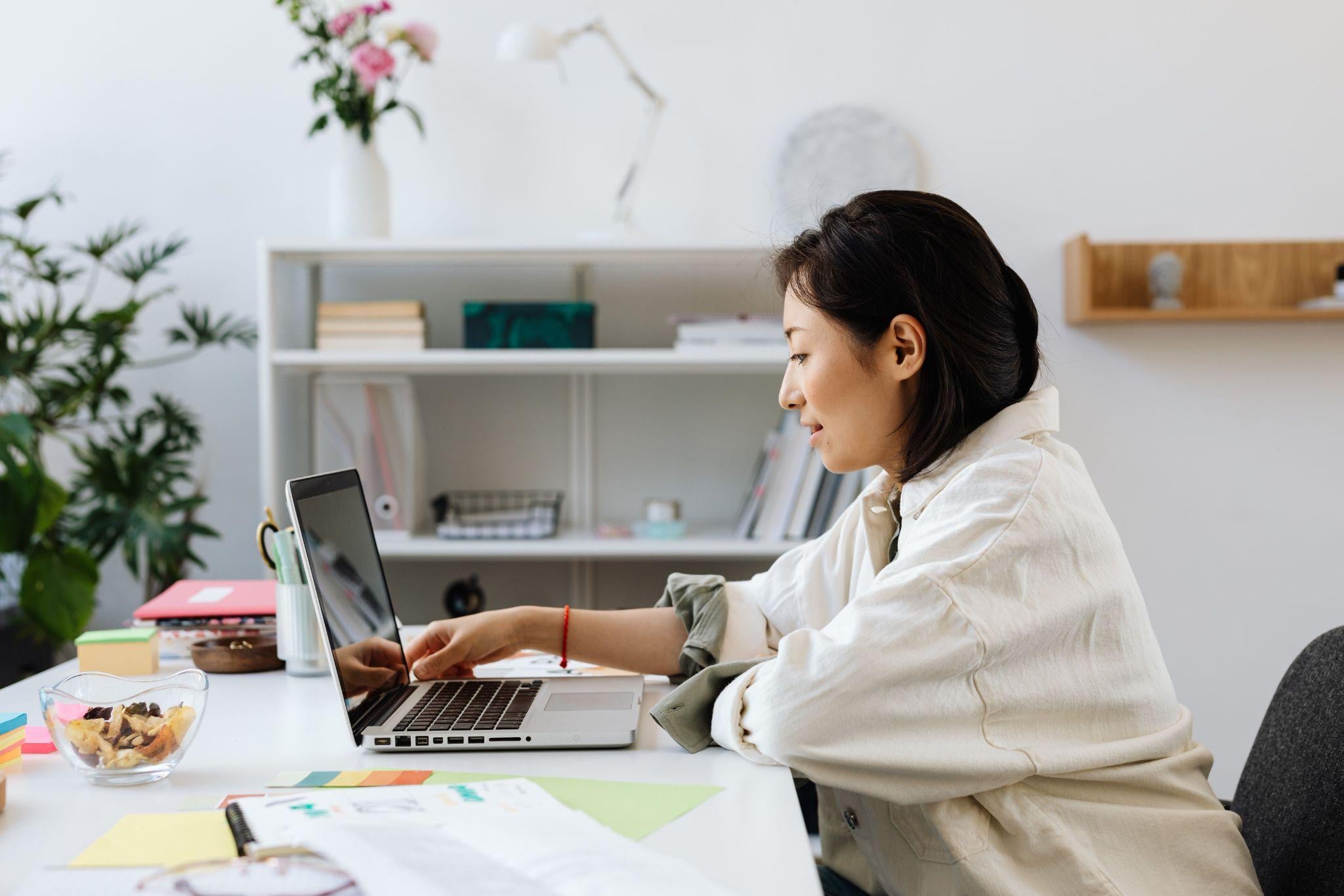 Creative professional working laptop desk