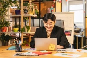 Startup entrepreneur working on laptop office