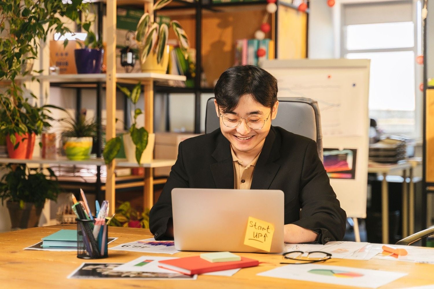 Startup entrepreneur working on laptop office